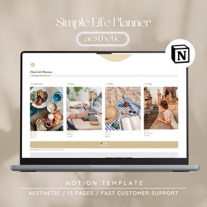 Notion Template Aesthetic Life Planner, Notion Planner, Notion Template, That Girl Notion Dashboard, That Girl Digital Planner