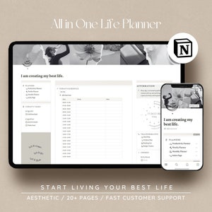 Notion All In One Life Planner / 2023-24 Notion template, Aesthetic life planner, digital notion planner, mid-year Notion planner, That Girl