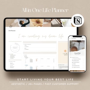 Notion Template Aesthetic Life Planner, Notion Planner, Notion Template, That Girl Notion Dashboard, That Girl Digital Planner, Notion Icons