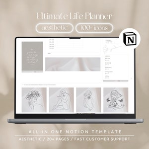 Notion All In One Life Planner / Modèle de notion 2023-24, planificateur de vie esthétique, planificateur de notion numérique, planificateur de notion de milieu d&#39;année, That Girl