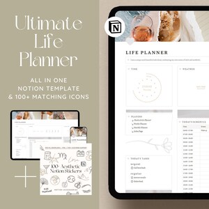 Notion Template Life Planner, Notion Planner, Notion Template Aesthetic, Notion Templates, That Girl Digital Planner, Student Planner