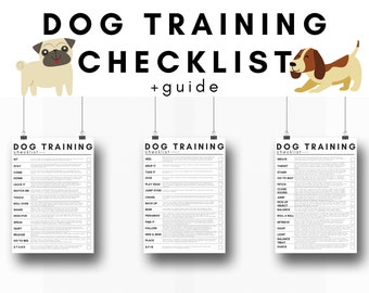 Dog training checklist with guide wallart, Ultimate dog training checklist with detailed tips on every command