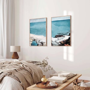 Set of 2 prints, Natural Bridge, Oil painting nature, Seascape wall art, Oceanview wall art, Diptich for living room, old painter art, JPEG