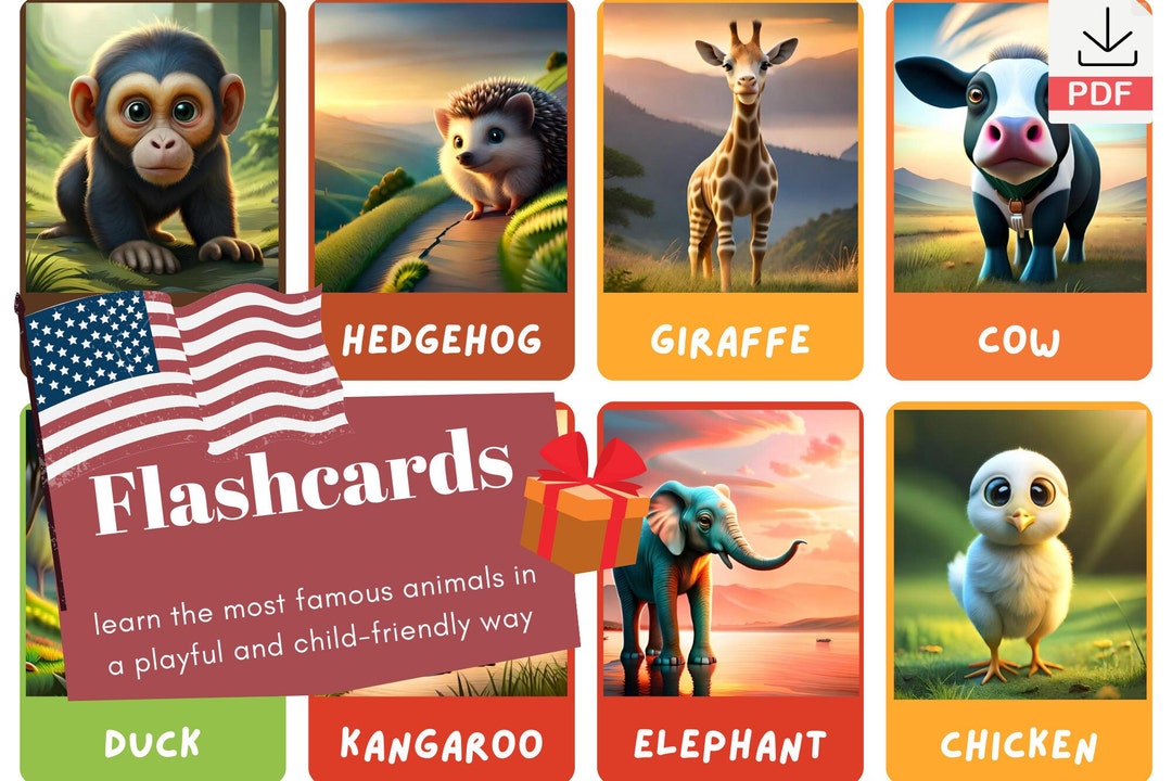 ANIMALS • 30 Montessori Cards • Flashcards PDF Printable Cards ...