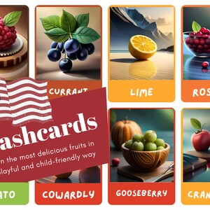 FRUITS • 30 Montessori Cards • FlashCards PDF Printable Cards preschool Toys Flashcard
