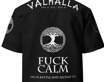 Viking overhemd met knopen Valhalla • Neuk kalm, sterf in de strijd • Yggdrasil Hugin Munin • Overal