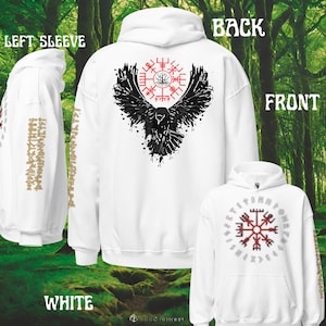 Bluza wikingów z runami Vegvisir i krukiem Odyna - wyjątkowa bluza ochronna dla miłośników mitologii nordyckiej