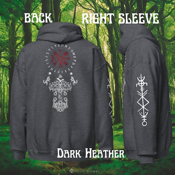 Ancient Rune Symbols Hoodie:Norse Runes Gift for Men,Viking Compass Sweater with Goth Style-Nordic Aesthetic at its Finest