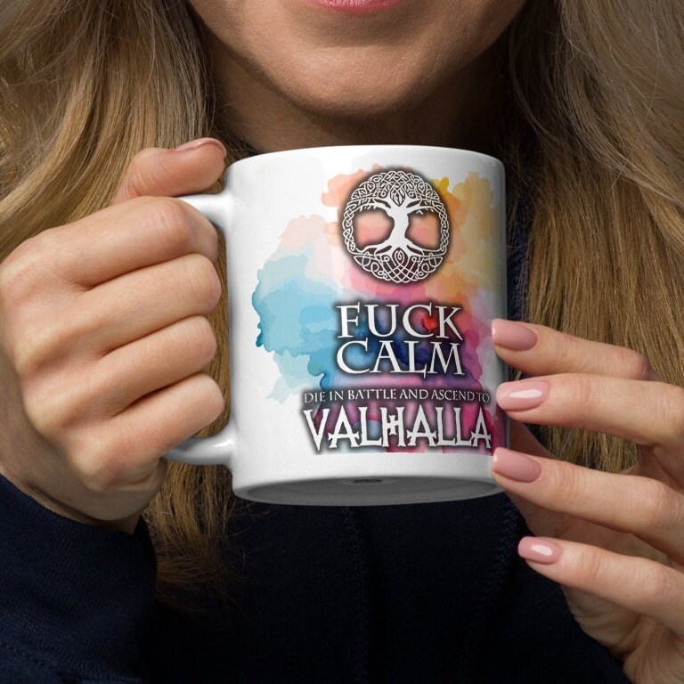 Tazza Viking Con Scritta 'Valhalla Is Waiting' - Tazza Da Caffè E Tè Nero 330ml - Regalo Mitologia Nordica