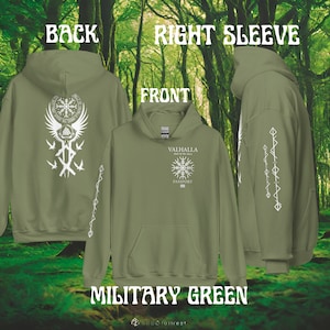 Bluza z kapturem Valhalla Warrior Boy: prezent dla mężczyzn z runami nordyckimi, sweter z kompasem wikingów w stylu gotyckim - nordycka estetyka w najlepszym wydaniu