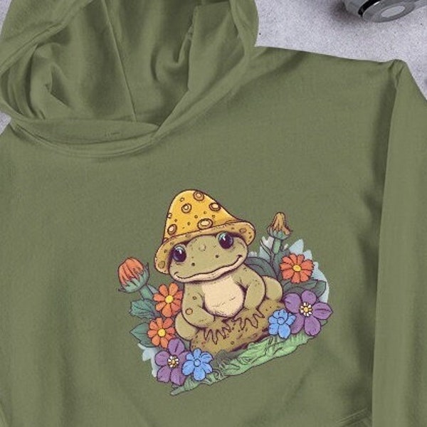 Cottagecore Charm Frog Sweatshirt - Unisex Hoodie, Perfect Gift for Frog Lovers