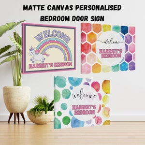 Matte Canvas Personalised Bedroom Door Sign | Custom Bedroom Decor | Baby Name Plaque | Bedroom Plaque | Boys Girls | Nursery Sign |