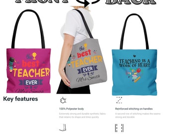Personalised Teacher Bag,Custom Teacher Tote Bag, best teacher ever ,Any Name, Teacher Gift, School Leaving Gift for Teacher, Graduation