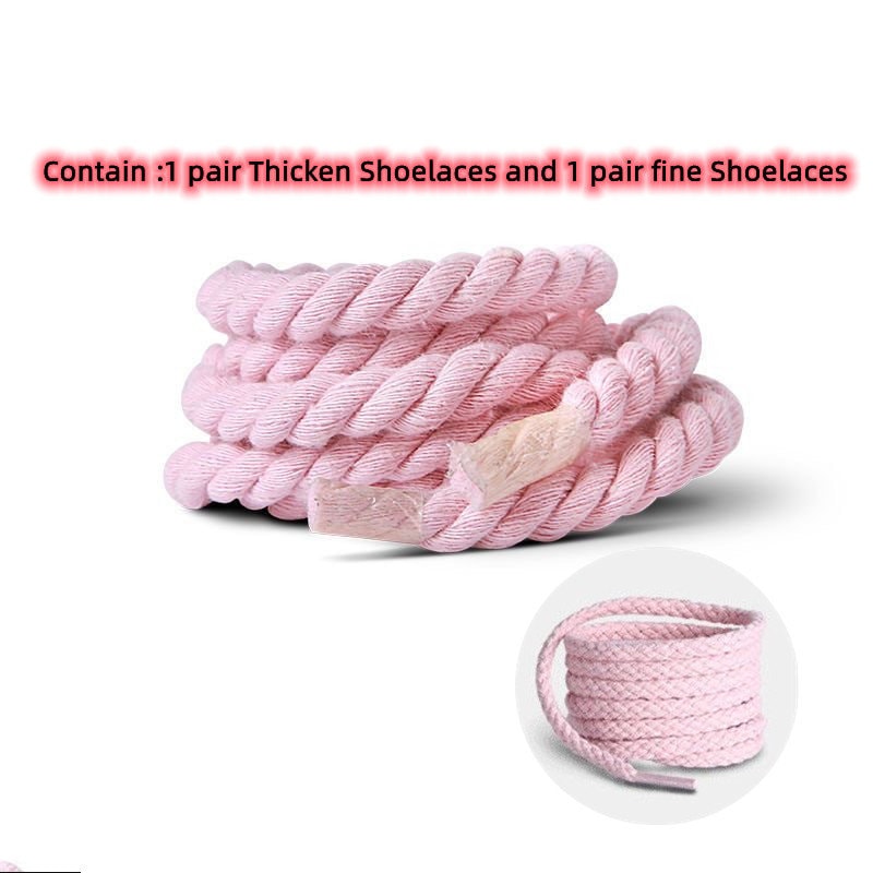 Bold Cotton Linen Twist Weave Shoelaces solid Color Rope Shoes