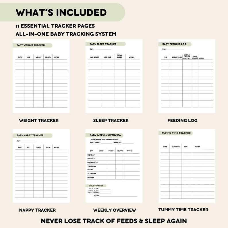 Newborn Tracker Printable Bundle, Baby Feeding Log & Sleep Tracker ...