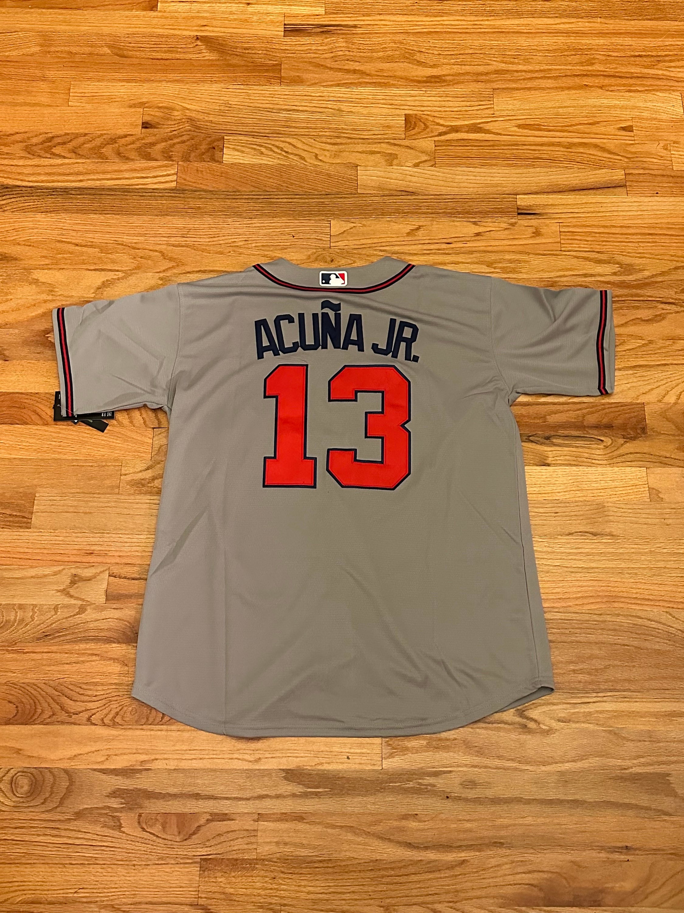 Men's Ronald Acuna Jr. #13 "Atlanta Bravess" Gray Stiched  Jersey