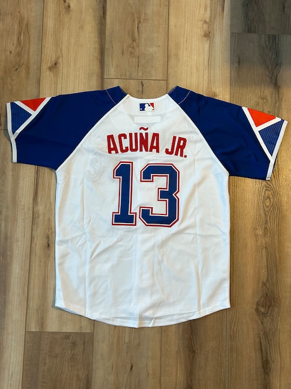 Ronald Acuna Jr ATL Braves 13 Stitched White City Kids Jersey Youth Medium  