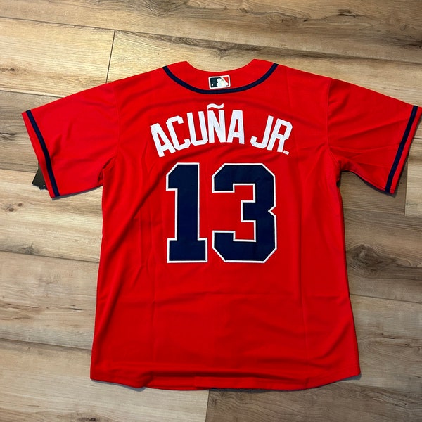 Ronald Acuna Jr ATL Braves #13 Kids Stitched RED Jersey Youth Medium