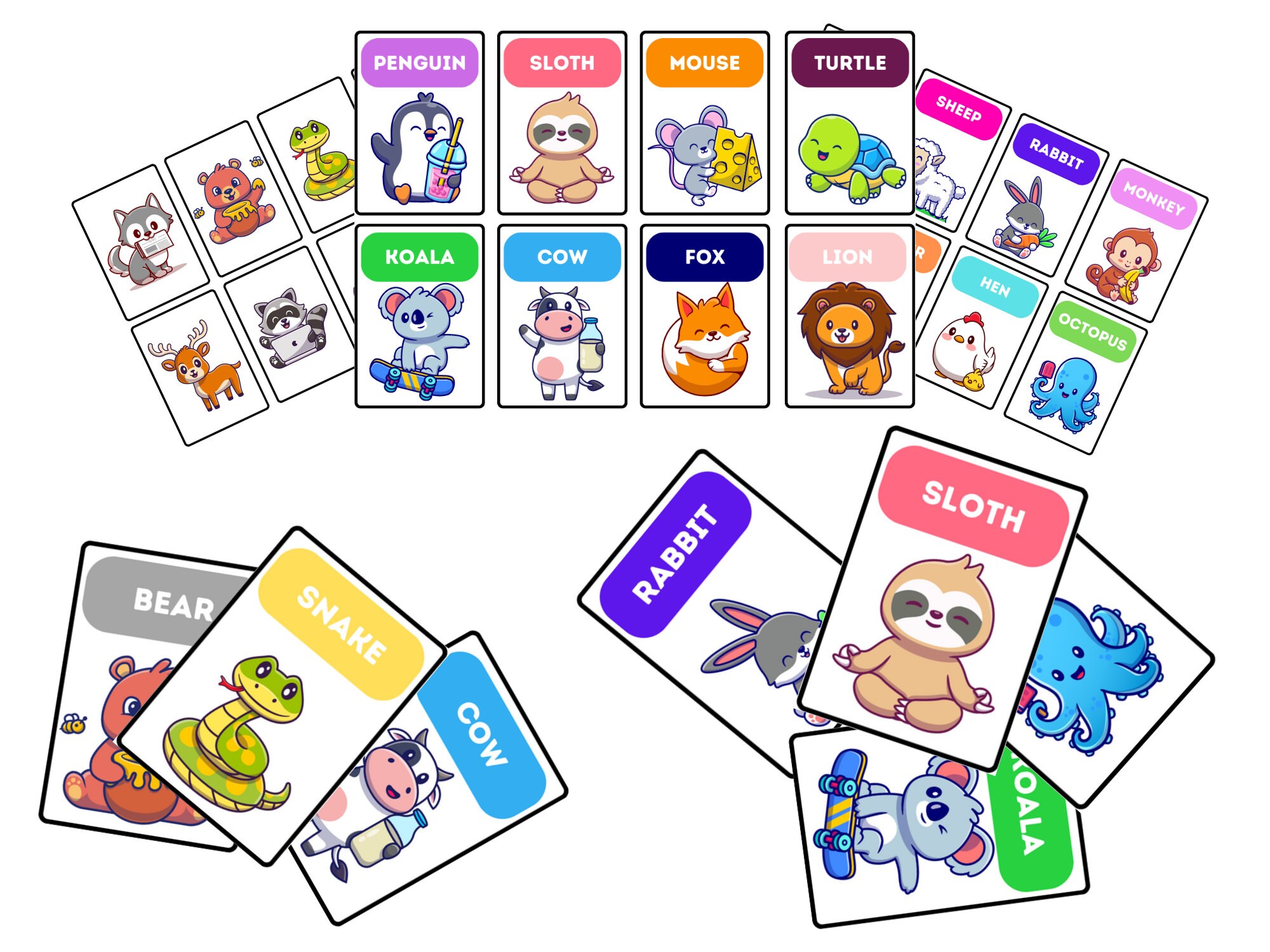 32 Printable Animals Learning Flashcards for Kids Montessori, Learn ...