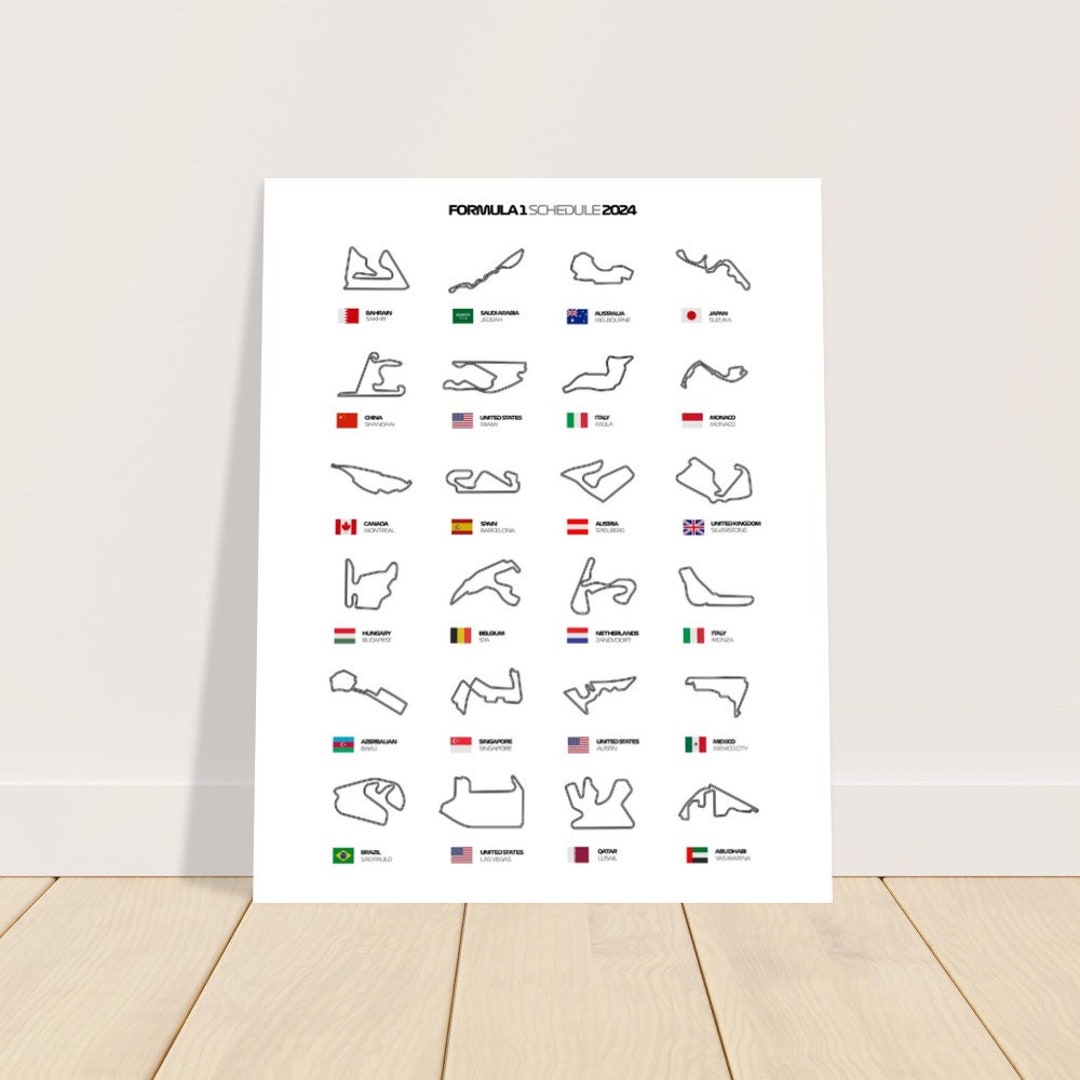 Formula 1 Schedule 2024 Poster, F1 Tracks, Wall Art Print - Etsy
