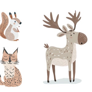 Watercolor Woodland Animal Clipart Bundle, Sticker Clipart, High Quality JPGs, Scrapbooking Clipart, Forest Clipart, Forest Animal Doodles