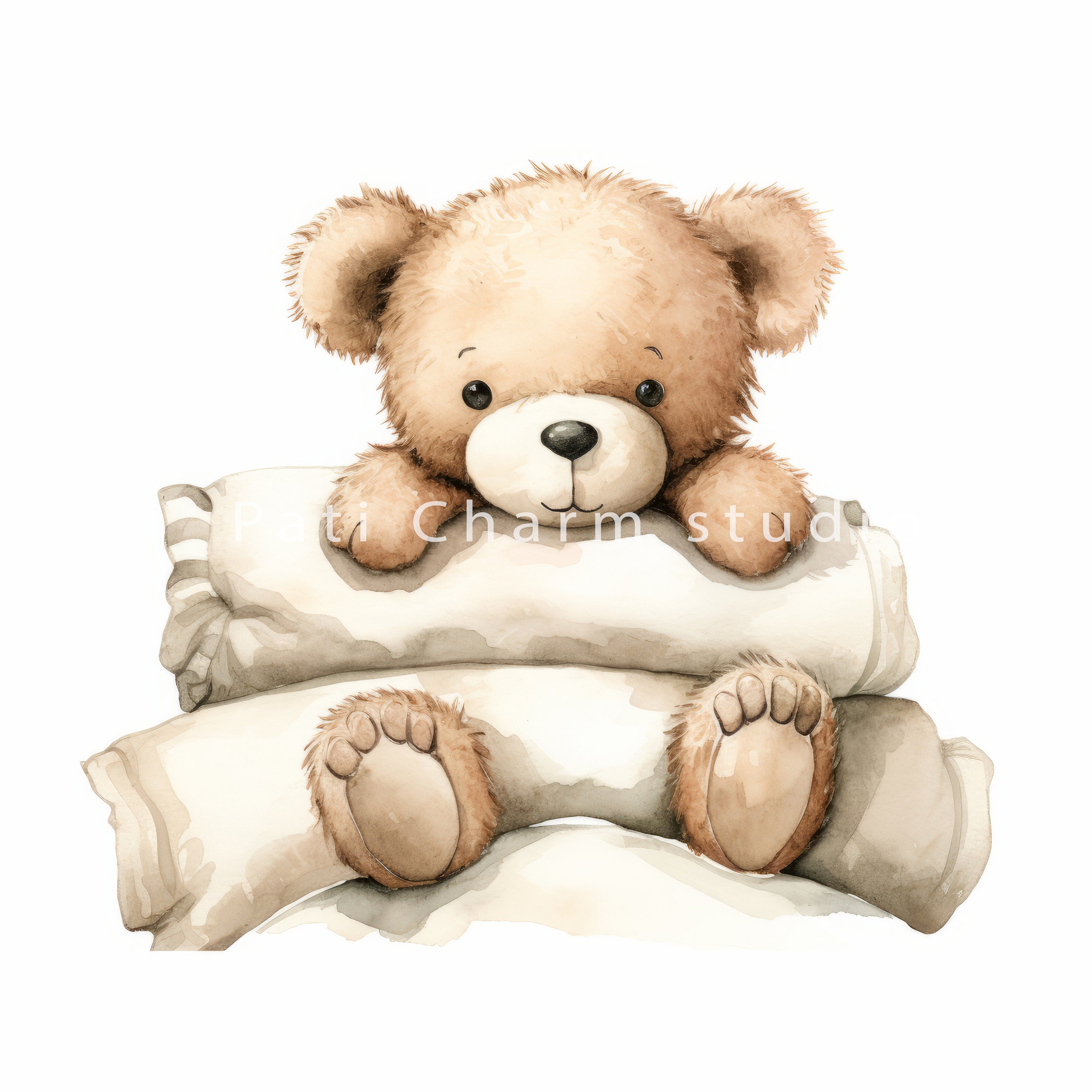 Cozy Teddy Bear Clipart High Resolution JPG Nursery Clipart - Etsy