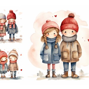Aquarel Valentijnsdag clipartbundel, JPG, liefde clipart, leuk paar clipart voor commercieel gebruik, romantisch koppel clipart, afdrukbare kunst