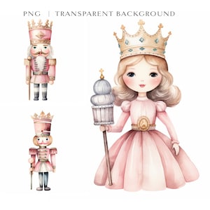 Pink Nutcracker Clipart PNG, Christmas Clipart, Ballerina Clipart PNG, Watercolor Nutcracker, Fairytale Clipart, Digital Prints, Wall Art