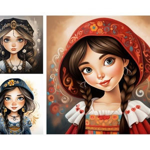Beautiful Women Clipart Bundle, Sardinian Women Images, Cute Scrapbooking Clipart, High Quality, Digital Download, Paper Craft, Junk Journal