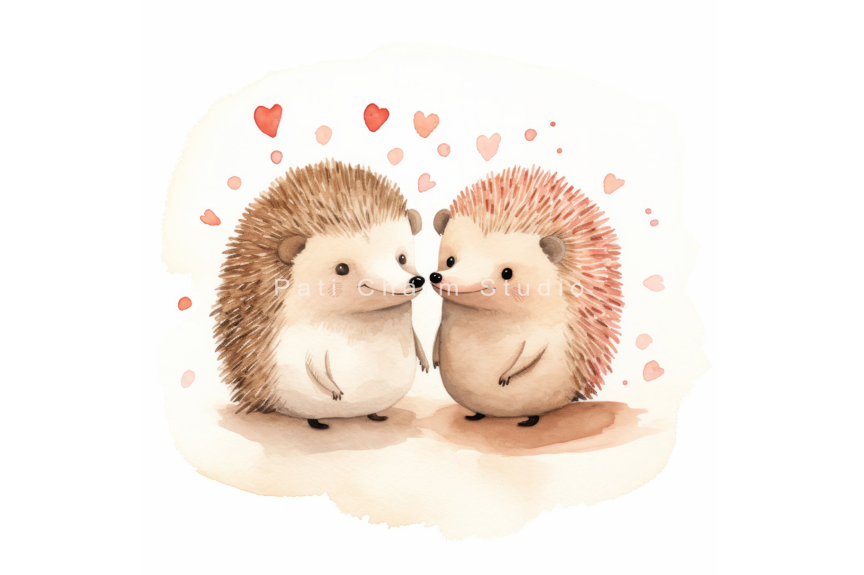 Hedgehog in Love Clipart Bundle, Valentine Clipart, Watercolor Hedgehog