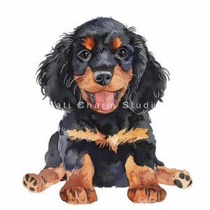 Black Dog Clipart Bundle 9 High Quality JPGs, Little Cute Dog Clipart, Watercolor Puppies, Wall Art, Commercial Use, Cute Animal, Dog Lover