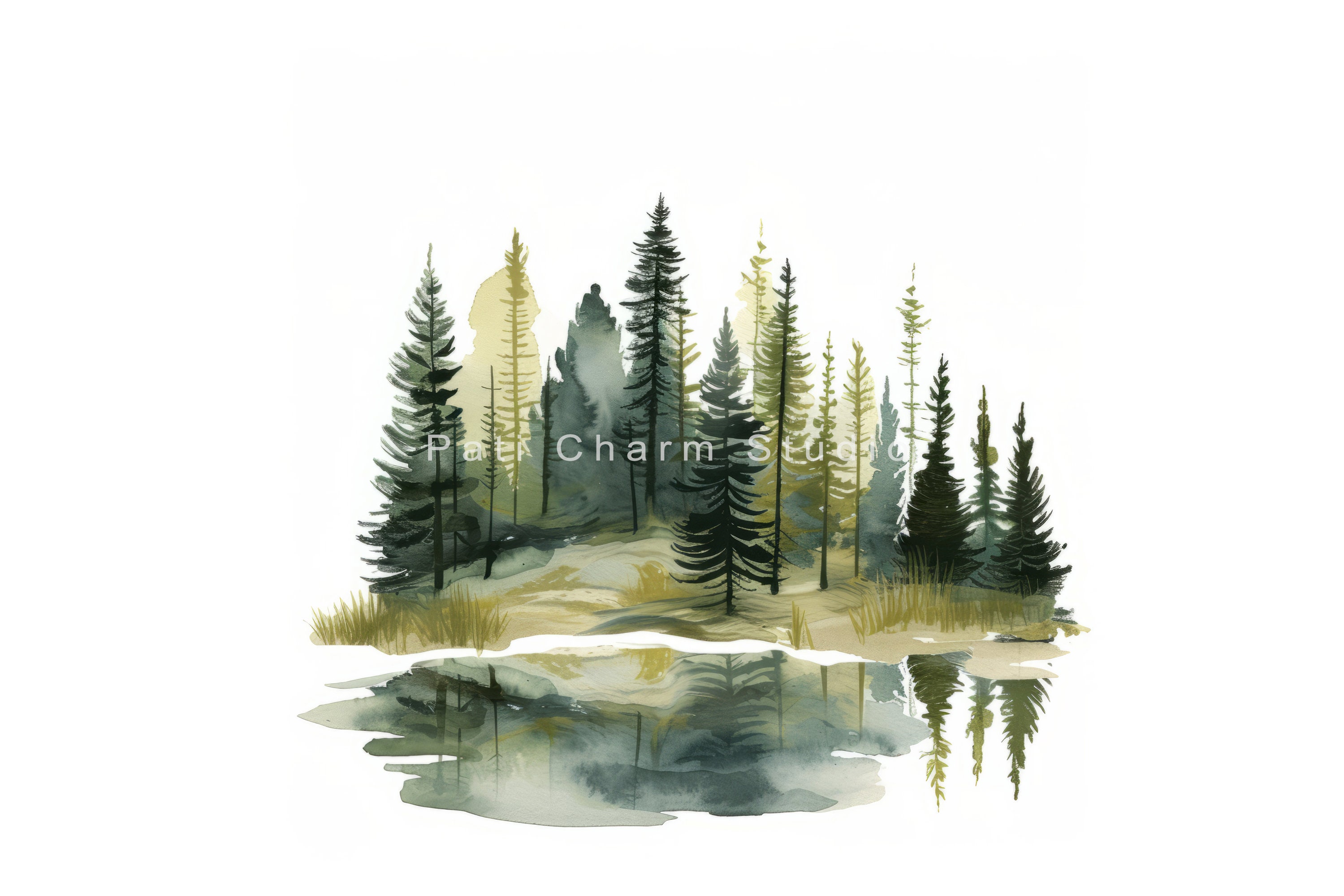 Green Forest Clipart Bundle, Digital Download, Commercial Use, Forest ...