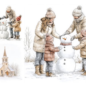 Couronnes À L'aquarelle, Décorations De Noël, Arbres enneigés, Guirlandes De Fête, Fleurs Des Fêtes, Baies D'hiver, Pins Givrés, Bas De Noël