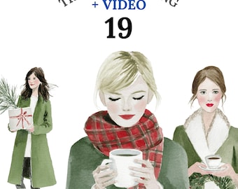 Christmas Woman Clipart Set, Holiday Lady PNG Bundle, Winter Girl Christmas Clipart, Xmas Woman PNG, Fast Download, Commercial Use