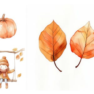 Herfstbladeren, gezellige trui, pompoentaart, oogstmand, vallende bladeren, pompoenkruid, herfstkrans, gezellige mok, stickerontwerpen