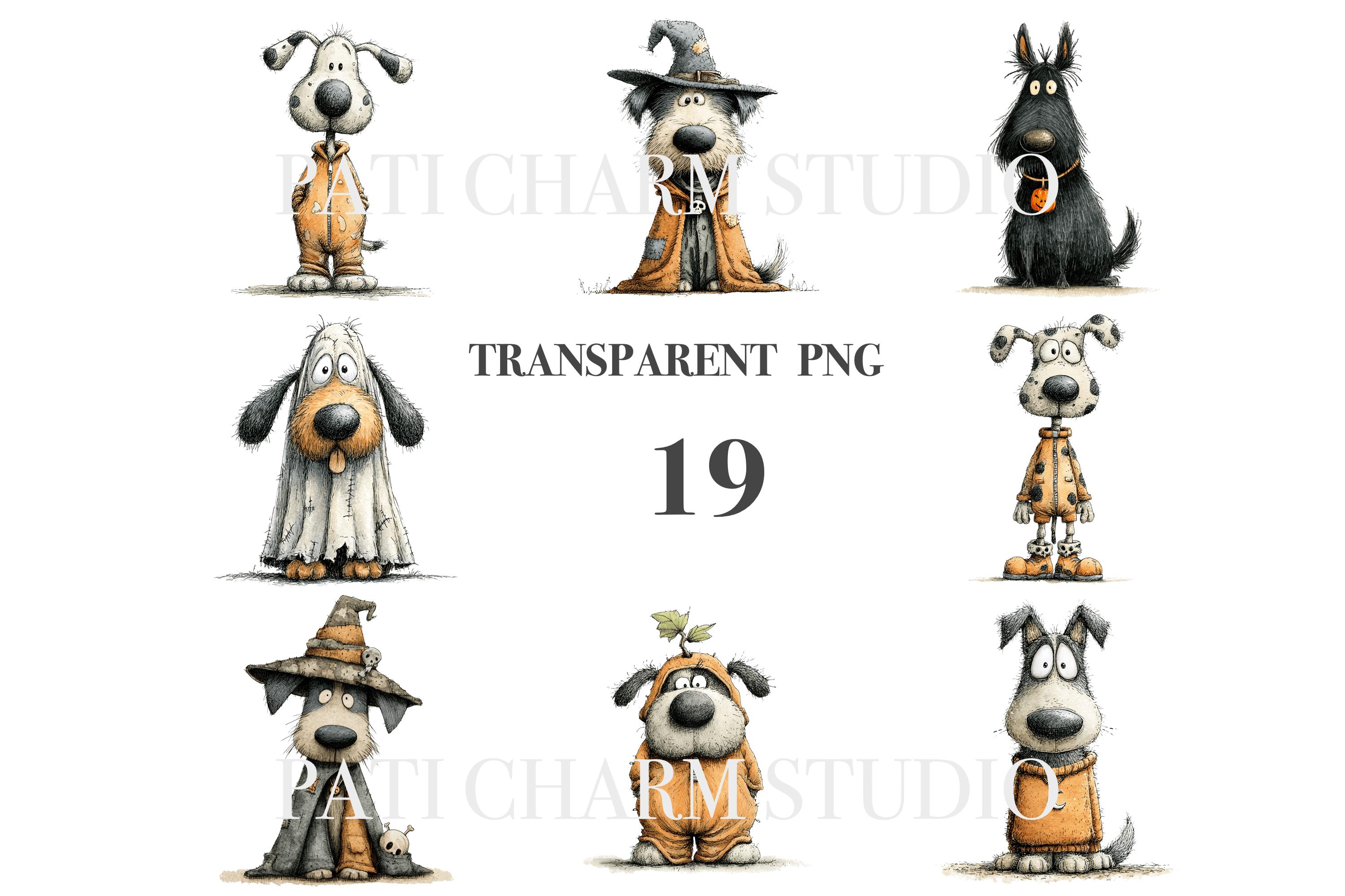 19 Quirky Halloween Dog Clipart PNG Bundle + Video, Funny Puppy Ghost ...