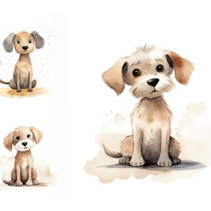Doodle Dog Clipart Bundle, Watercolor Cute Dog Clipart, Junk Journal, Digital Download, Pet Clipart, Nursery Dog Clipart, Baby Shower Decor