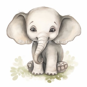 Jungle Baby Animals Clipart, High Quality JPGs, Watercolor Safari Animals Clipart for Baby Shower Invite, Nursery Decor, Cute Animals Images image 2
