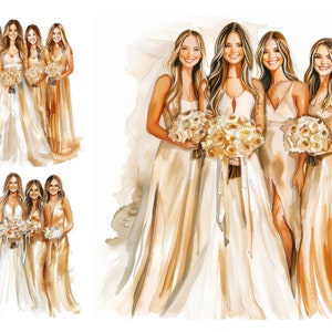 Wedding Clipart Bundle, Bride Clipart, Bridesmaid Clipart, High Quality JPGs, Digital Download, Junk Journal, Wedding Day Clipart, Bridal