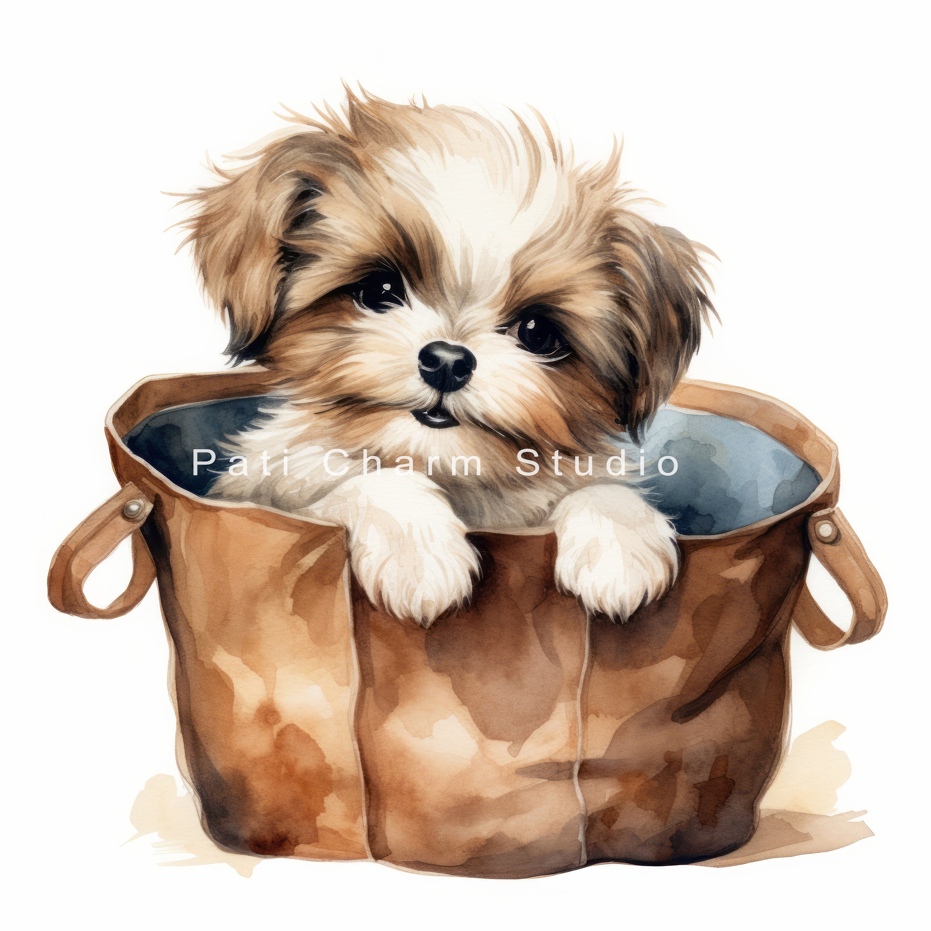 Shih Tzu Watercolor Clipart Bundle Jpgs, High Quality, Digital Download ...