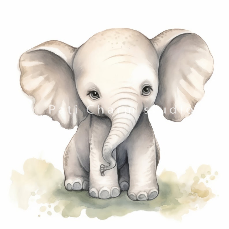 Jungle Baby Animals Clipart, High Quality JPGs, Watercolor Safari Animals Clipart for Baby Shower Invite, Nursery Decor, Cute Animals Images image 7