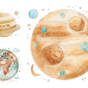Paquete de imágenes prediseñadas de astronauta espacial para guardería, Impresiones de arte digital celestial, Descarga instantánea, JPG de alta calidad, Arte de pared digital para niños, Álbum de recortes