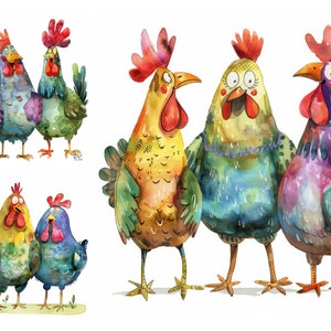 Lustige Huhn Clipart Bundle, lustige digitale Grafiken, kommerzielle Nutzung, digitaler Download, Scrapbooking, schicke Clipart, Bauernhof Tiere Clipart Set