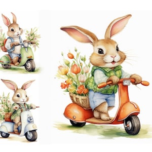 Pacote de clipart do coelhinho da Páscoa, arte da parede do berçário, diário indesejado, clipart do coelhinho da Páscoa, clipart da flor da Páscoa, download instantâneo, álbum de recortes
