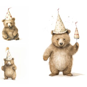 Teddybeer verjaardag clipart, aquarel Bear clipart, Happy Birthday clipart, verjaardag kunst, schattige muur kunst, verjaardag uitnodigen, baby shower kunst