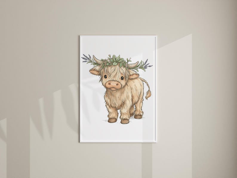 20 Highland Cow PNG Clipart Bundle, Floral Watercolor Farm Animal, Cute ...