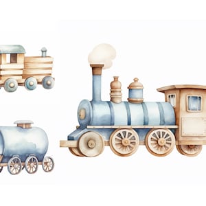 Aquarel trein clipart bundel, hoge kwaliteit JPG's, kinderkamer kunst aan de muur, baby jongen clipart, het is een jongen clipart, vervoer clipart jongen baby shower
