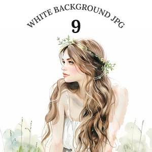 9 Dryads Clipart JPEG Bundle, Tree Spirit Nymph Illustrations, Woodland Fantasy Goddess Art, Forest Fairy PNG, Digital Download, Commercial