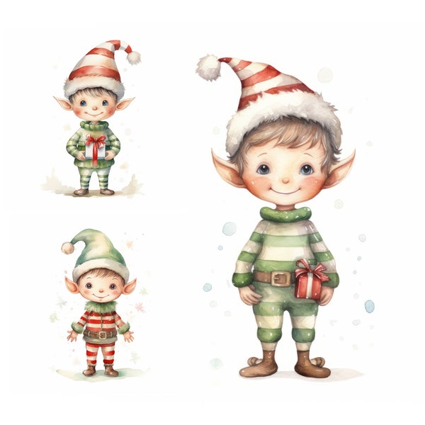 Weihnachten Elfen Clipart 9 Hochwertige JPGs, Elfen Clipart, sofortiger Download, Papier Handwerk, Weihnachtscliparts für Kinder, Weihnachtswichtel Bild