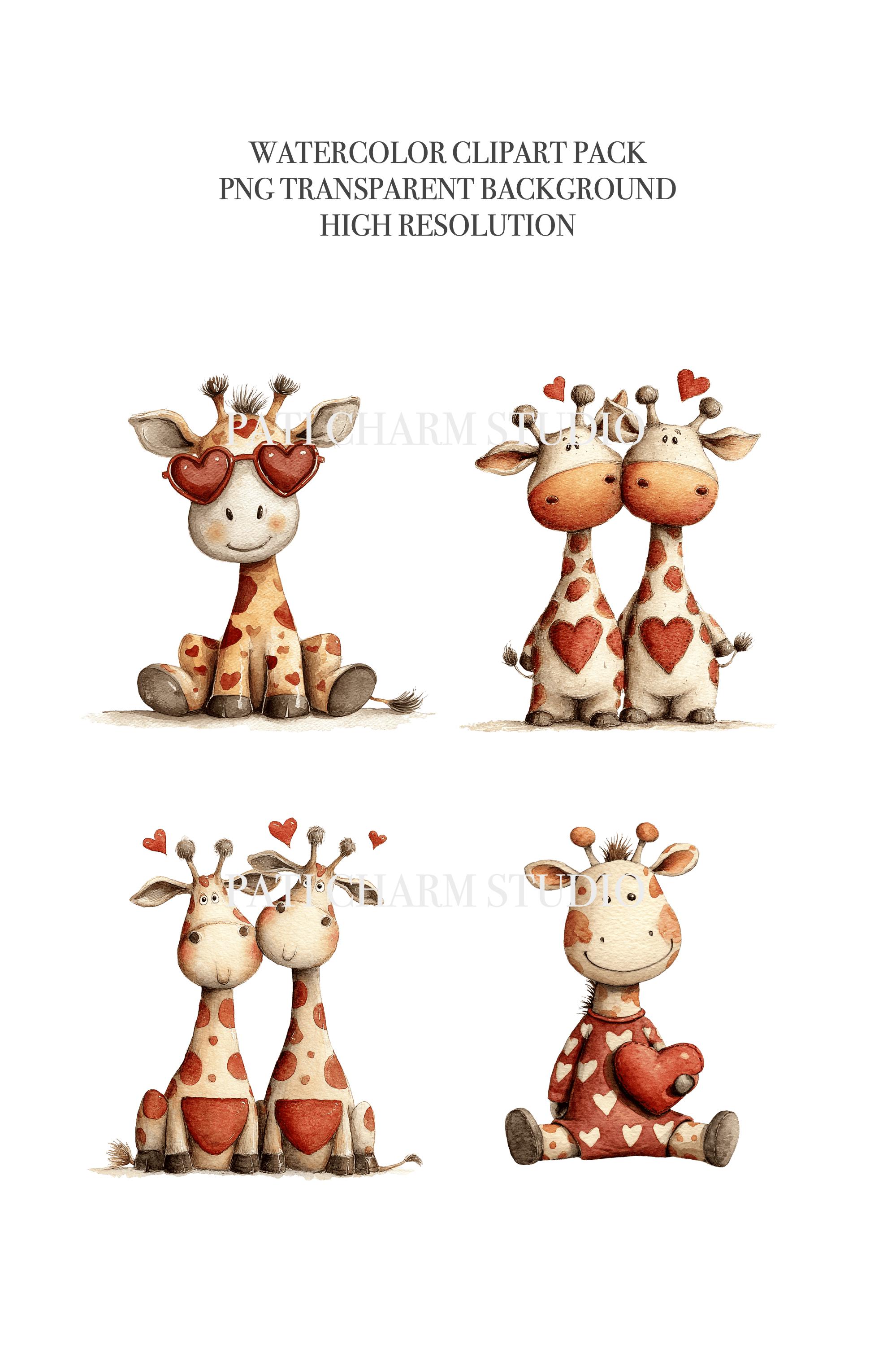 20 Giraffe Clipart PNG Bundle, Cute Safari Animal Clipart Bundle, Baby ...